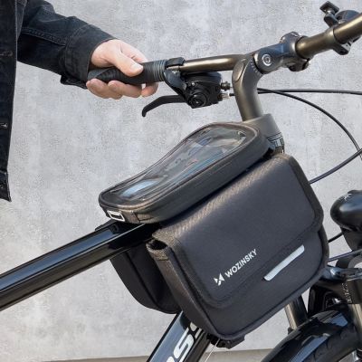 11. Wozinsky Fahrrad-Rahmentasche, wasserdichte Handyhülle, 1,5l, schwarz (WBB26BK)