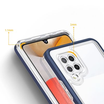 4. Klare 3in1 Hülle für Samsung Galaxy A42 5G Frame Gel Cover Blau