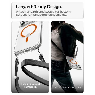13. Spigen Ultra Hybrid MagSafe Hülle für iPhone 18 Pro / 17 Pro – Transparentes Orange