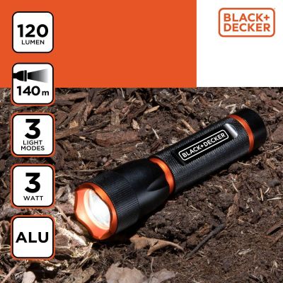 6. Taktische Aluminium-Taschenlampe 3 W, 120 Lumen, BLACK+DECKER