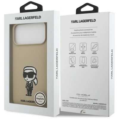 8. Karl Lagerfeld Silikonhülle mit Karl-Skizze und Logo (MagSafe) für iPhone 17 Pro Max – Braun