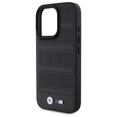 6. BMW M Perforated And Stitched Line MagSafe-Hülle für iPhone 16 Pro Max – Schwarz