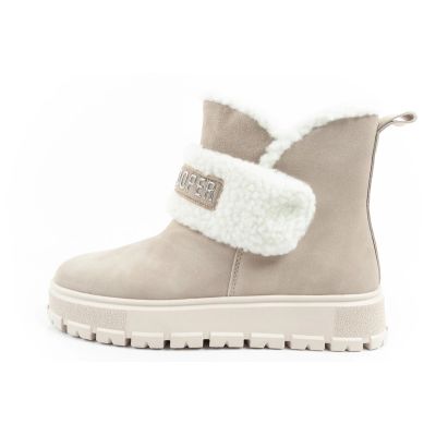 2. Lee Cooper Damen Stiefel Winterstiefel modisches Schaffell isoliertes Leder Beige