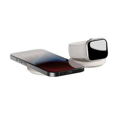 3. Qi2 15W kabelloses Reiseladegerät für zwei Geräte, MagSafe-kompatibel (Sandstein)