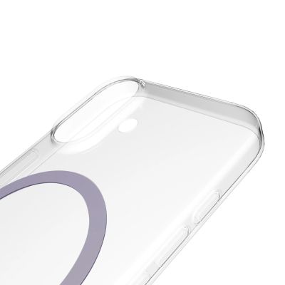 7. Puro Lite Mag TPU+PC-Hülle kompatibel mit MagSafe für iPhone 17 – Transparent mit rosa Ring
