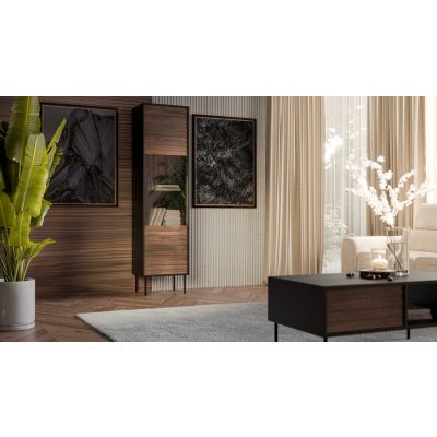 3. CORTINA Vitrine 53x40x182 schwarz/walnuss