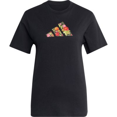2. adidas Damen-T-Shirt mit Blumenmuster, Schwarz, KT2766