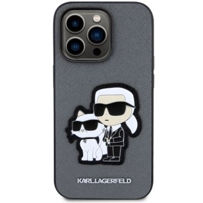 3. Karl Lagerfeld Saffiano Karl & Choupette Hülle für iPhone 14 Pro 6 - Silber