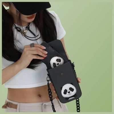 7. Nimmy Big Eyed Pet 2.0 Panda Handytasche - Schwarz