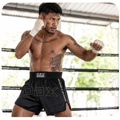 11. Schwarze Muay-Thai-Shorts für Herren V1 COMBATWEAR | DBX Bushido