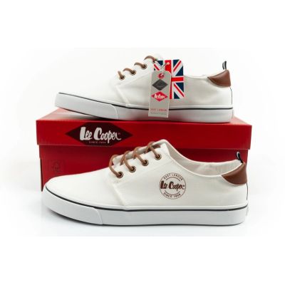 10. Lee Cooper Herren-Sportschuhe, modische weiße Sneaker, bequem