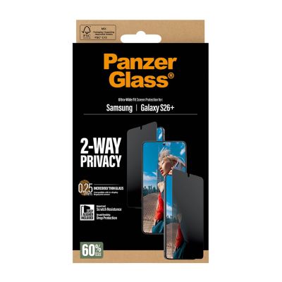 3. PanzerGlass ® 2-Wege-Blickschutzfolie für Samsung Galaxy S26+ | Ultra-breite Passform mit EasyAligner Klarsicht-Displayschutzfolie, 1 Stück.