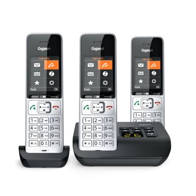 Gigaset 500A Comfort Trio Schnurlostelefon - Anrufbeantworter - ECO DECT\GAP\CAT-iq - Silber + 2 zusätzliche Mobilteile