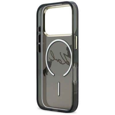 7. Karl Lagerfeld IML Choupettes Karl Script Logo MagSafe Hülle für iPhone 17 Pro - Schwarz