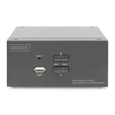 KVM-Switch, 2 Ports, 4K 60Hz, 4x DP IN, 2x DP OUT, 2x USB A, 2x Audio IN & OUT