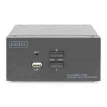 KVM-Switch, 2 Ports, 4K 60Hz, 4x DP IN, 2x DP OUT, 2x USB A, 2x Audio IN & OUT