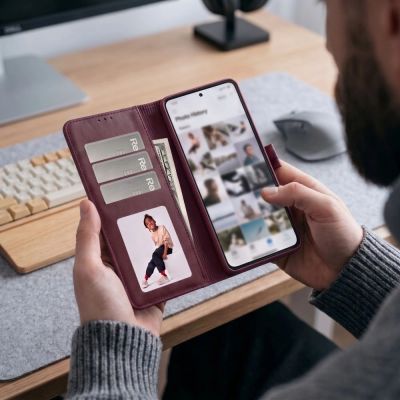 4. Tech-Protect Wallet-Hülle für Xiaomi Redmi Note 17 Pro Max 5G – bordeauxrot
