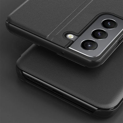 10. Eco Leather View Case elegante Hülle mit Flipcover und Standfunktion für Samsung Galaxy S22+ (S22 Plus) blau