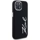4. Karl Lagerfeld Silikon Metall Script Logo iPhone 15 Hülle - Schwarz