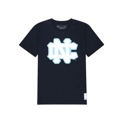 7. Mitchell & Ness NCAA University Of North Carolina Großes Logo-T-Shirt M BMTRINTL1272-UNCNAVY