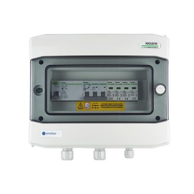 Hermetische IP65 EMITER-Wechselstromanschlussverteileranlage mit Überspannungsableiter Noark Typ 2, 40 A 3-F, FI-Schutzschalter Typ A 40 A/300 mA