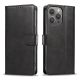 5. Leather Book Case für iPhone 16 – Schwarz