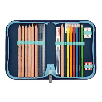 4. Herlitz SoftLight Plus Greenline Blue Ice Schulrucksack-Set Mädchen Polyester Blau, Marineblau (Marineblau)