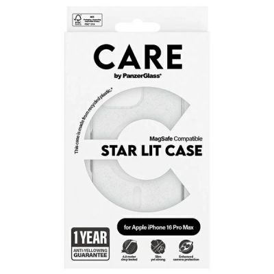 4. CARE by PanzerGlass Flagship Star Lit Hülle mit MagSafe für iPhone 16 Pro Max – Weiß