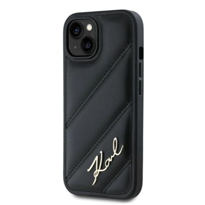 2. Karl Lagerfeld Diagonal Quilted Script Hülle für iPhone 15 / 14 / 13 – Schwarz