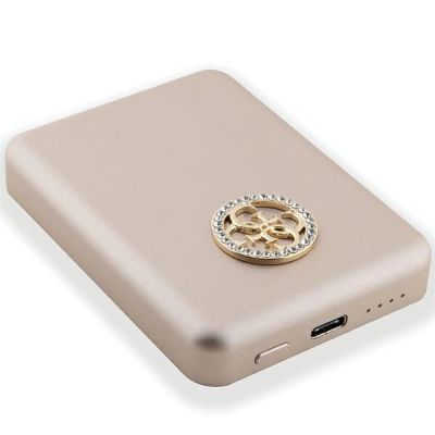 4. Guess MagSafe 4G Strassed Metal Logo Induktions-Powerbank 5 W 3000 mAh – Gold