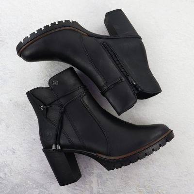 4. Schwarze Leder-Stiefeletten mit Blockabsatz Rieker Y2567-00