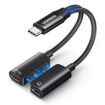 Ugreen 2-in-1 USB-C auf 2xUSB-C Audio-Adapter (Audio + Laden) – Schwarz