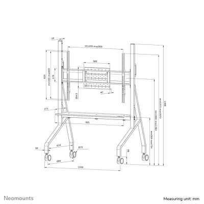 16. Neomounts FL50-525WH1 Multimedia-Ständer, weißer Multimedia-Wagen für Flachbildschirme