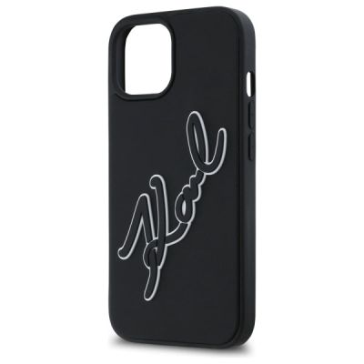 6. Karl Lagerfeld 3D Rubber Signature iPhone 15 Hülle - Schwarz
