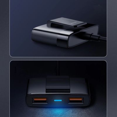 12. Joyroom Auto-Schnellladegerät 5x USB 6.2 A mit Verlängerungskabel schwarz (JR-CL03)
