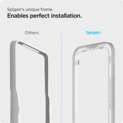 6. Spigen ALM Glass FC gehärtetes Glas für iPhone 13 / 13 Pro / 14 / 16e / 17e - schwarz 2 Stück.