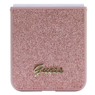 5. Guess Glitter Script Hülle für Samsung Galaxy Z Flip 5 – Rosa