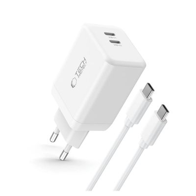 2. Tech-Protect NC45W-GAN 2-PORT PD45W Ladegerät + TYP-C-KABEL – Weiß