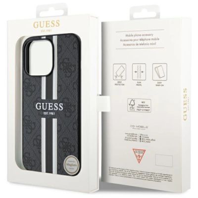 8. Guess GUHMP13LP4RPSK iPhone 13 Pro / 13 6,1" schwarz/schwarzes Hardcase 4G bedruckte Streifen MagSafe