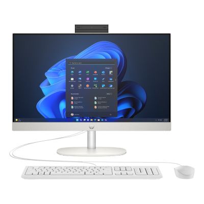 HP ProOne 245 G10 All-in-One-PC, Ryzen 7 77730U, 23,8" FHD IPS-Display (250 Nits), 16 GB DDR4-RAM (3200 MHz), SSD, Radeon Vega 8-KB-Kamera (5 MP) mit IR-Sensor, Windows 11 Pro, Weiß, 3 Jahre Vor-Ort-Service