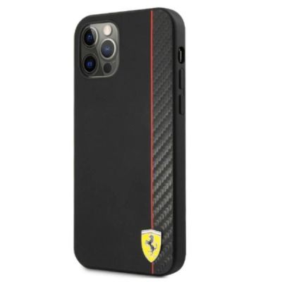 2. Ferrari FESAXHCP12LBK iPhone 12 Pro Max 6,7" schwarz/schwarz Hardcase On Track Carbon Stripe