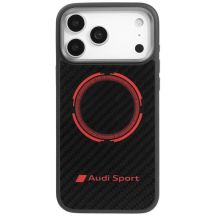 Audi RSQ Carbon Fiber Sport Red Circle MagSafe Case für iPhone 17 Pro Max – Schwarz
