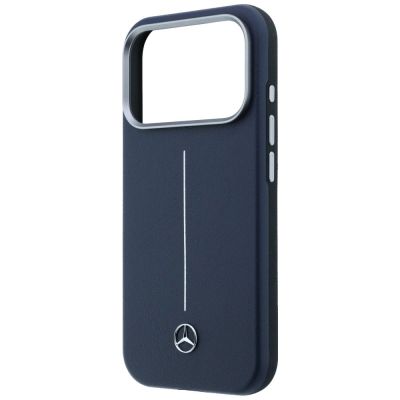 6. Mercedes Leder-Halbhülle mit ikonischer Linie und MagSafe-Funktion für iPhone 17 Pro Max – Marineblau