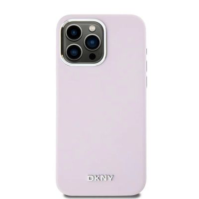 3. DKNY Flüssigsilikon-Hülle mit kleinem Metalllogo und MagSafe-Funktion für iPhone 14 Pro Max – Pink
