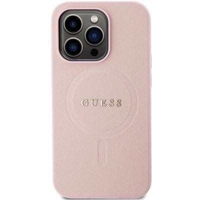 3. Guess GUHMP14LPSAHMCP Hülle für iPhone 14 Pro – rosa Saffiano MagSafe