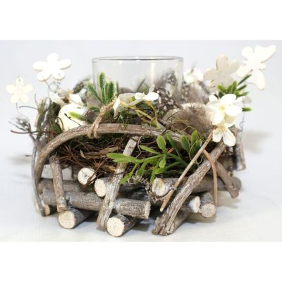 5. Dekorativer Federkerzenhalter 16 cm für Teelichter