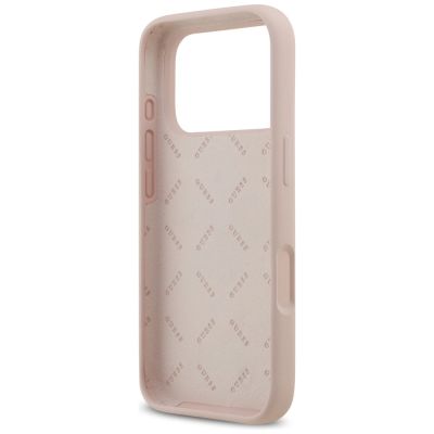 7. Guess Silikonhülle mit großem 4G-Schriftzug für iPhone 17 Pro – Pink