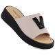 Beige Leder-Keilsandalen für Damen, Modell Vinceza 66950