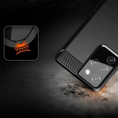 7. Carbon Case Flexibel Handyhülle TPU Schutzhülle für Samsung Galaxy S21 Ultra 5G blau