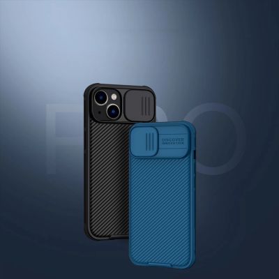 7. Nillkin CamShield Pro Hülle iPhone 14 Plus Gepanzerte Abdeckung Kameraschutz Blau
